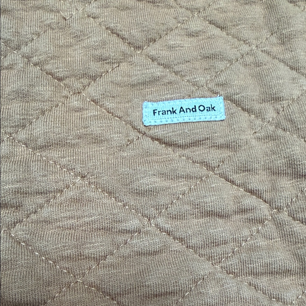 Frank & Oak sz L Tan Quilted 1/4 snap sweatshirt contrast retro Farm Chore - Picture 5 of 13